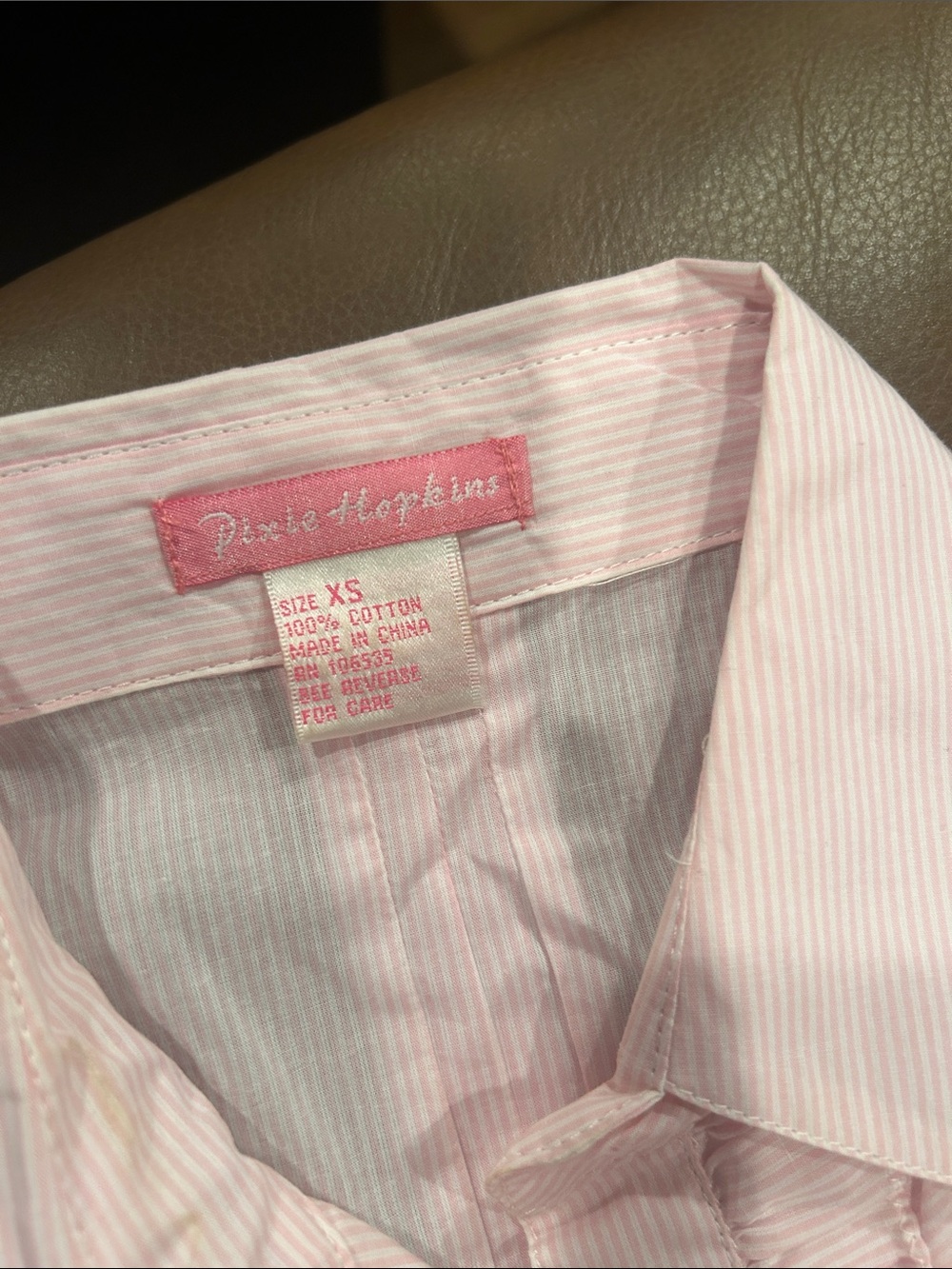 Pink Ruffle-Front Button Down Shirt - Picture 2 of 7